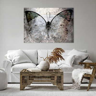 Bilder auf Leinwand 100x70cm Leinwandbild Schmetterling Abstraktion Gross Wanddeko Bild Schlafzimmer