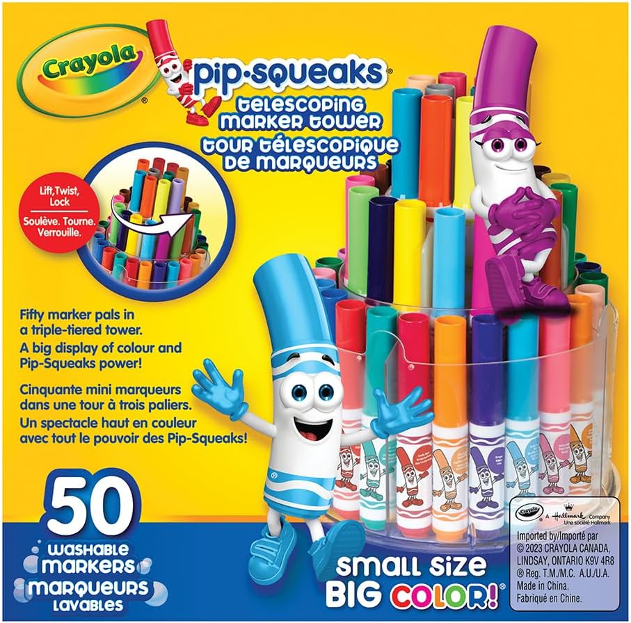 50/Pkg Crayola Pip-Squeaks Telescoping Marker Tower 58-8750