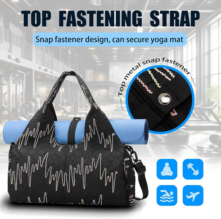 Sporttasche Damen Yogatasche Gross, Sporttasche Reisetasche mit Schuhfach & Nassfach, Wasserdicht Tr