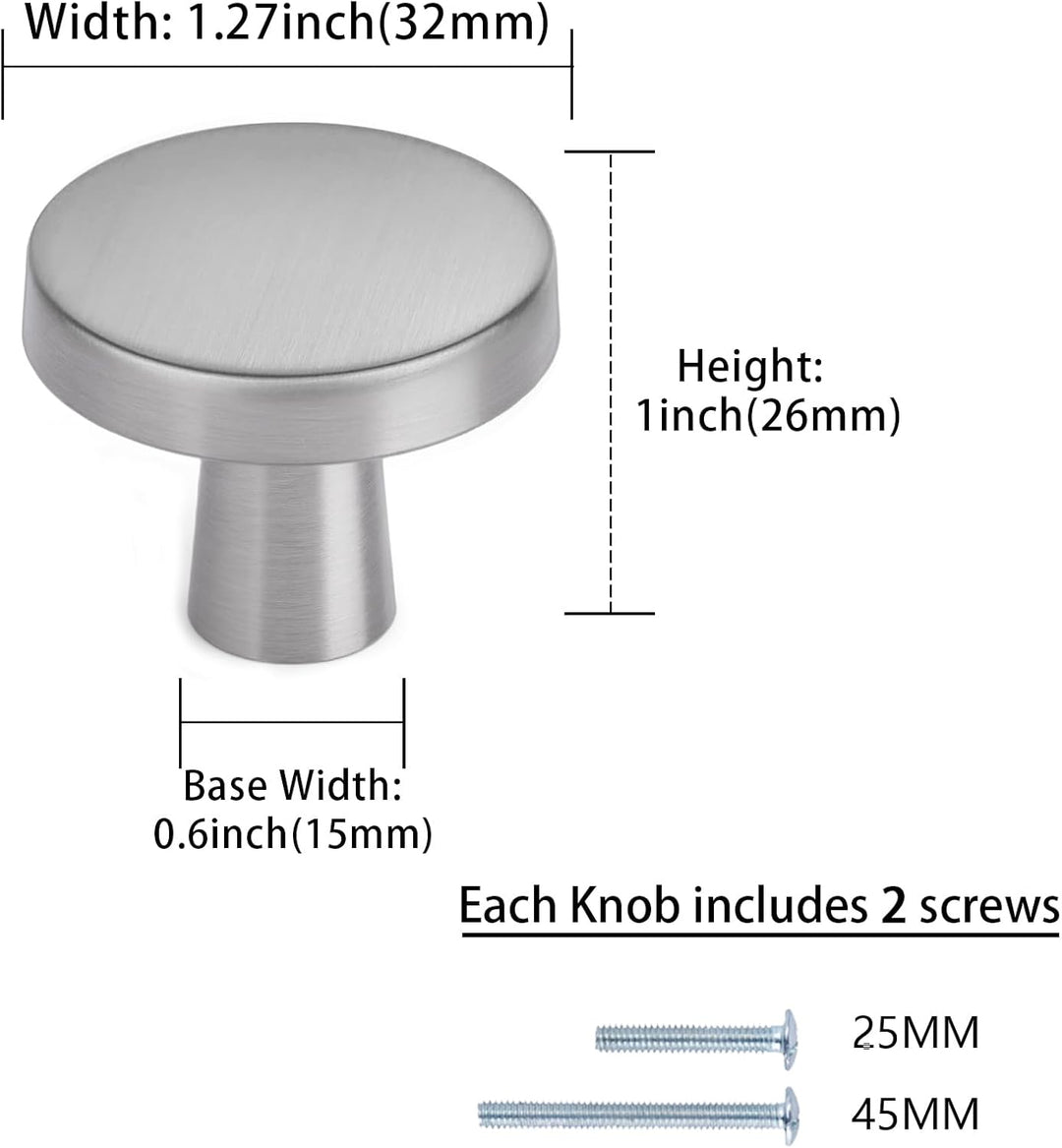 LONTAN 20 Stück Möbelknöpfe edelstahl Schrankknöpfe Rund Knöpfe Schrank Silber Schubladenknöpfe Möbe
