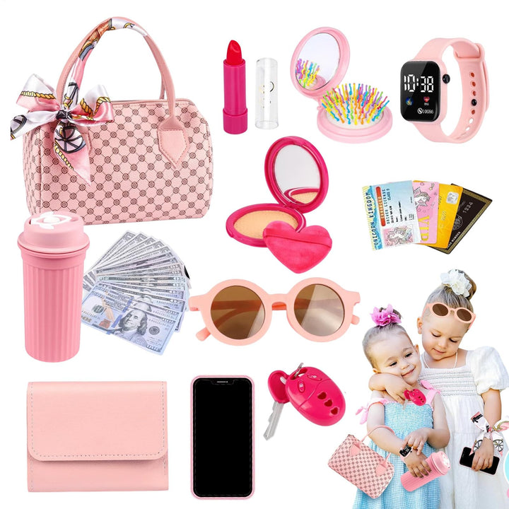 Spielhandtasche Für Kinder - Kleinkind Handtasche Mit Spiel-Kosmetik,Prinzessinnen Verwandlungsspiel