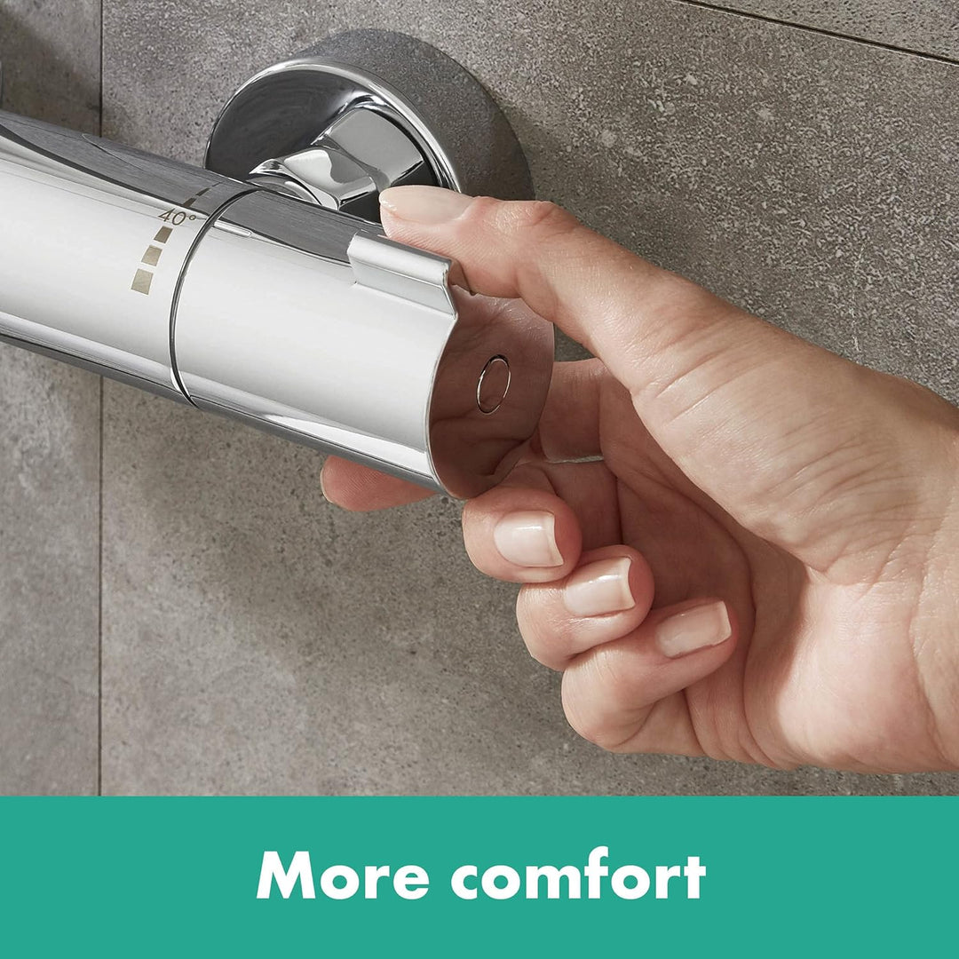hansgrohe Crometta - Duschset mit Thermostat Ecostat 1001 CL, runder Duschkopf mit Brausestange 65cm