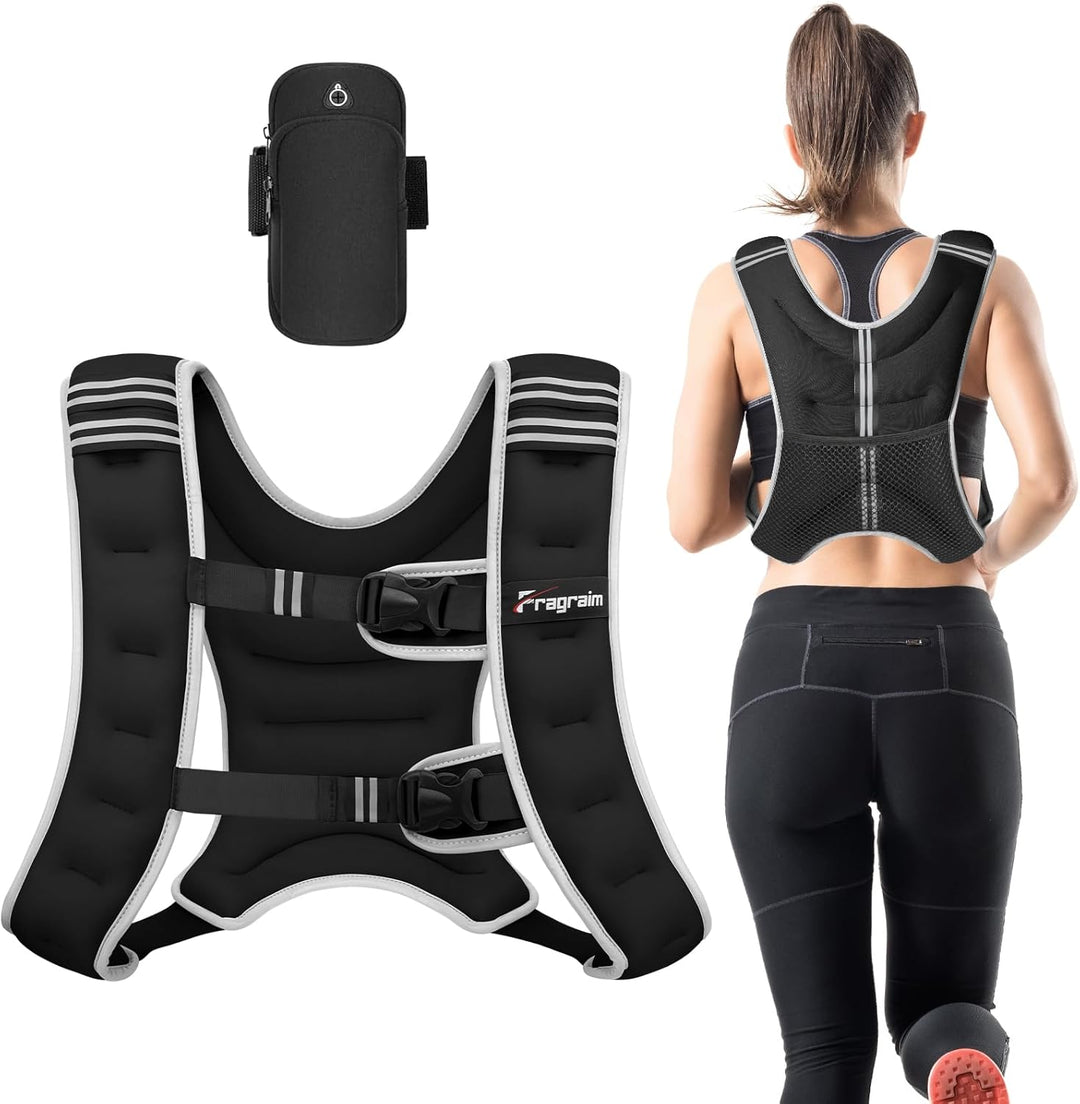 Fragraim Gewichtsweste, 6 kg/8 kg/10 kg/12 kg/16 kg Gewichtsweste für Frauen Herren mit reflektieren