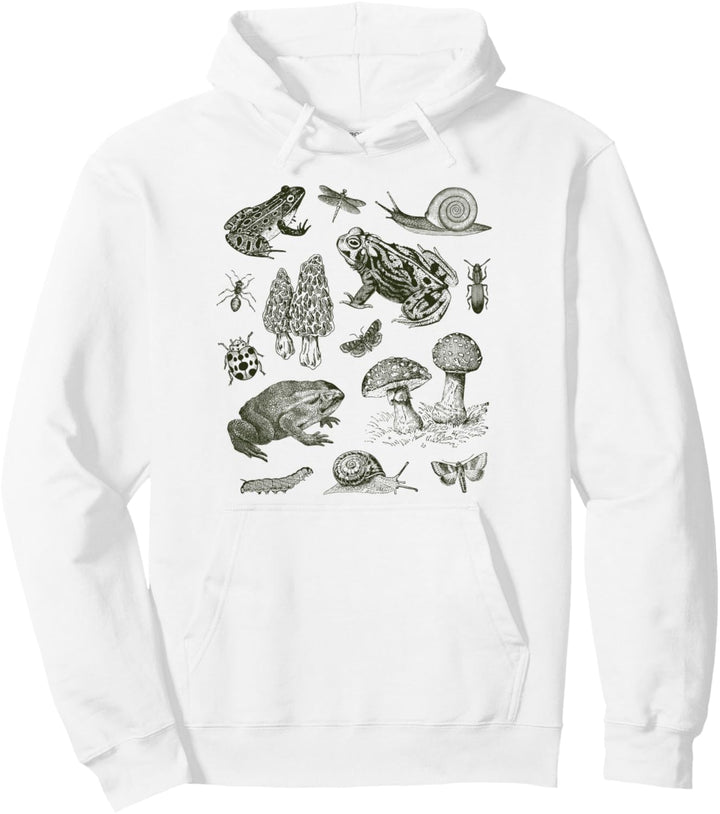 Frog Mushroom 90s Vintage Dark Academia Aesthetic Biology Pullover Hoodie