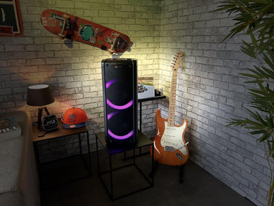 N-Gear LGP72 Let’s go Party Bluetooth Lautsprecher | Soundsystem mit Karaoke Mikrofon, Disco-LEDs, P