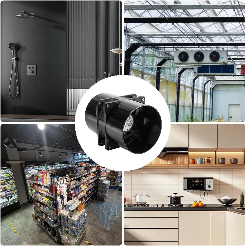 Rohrventilator 100mm Regelbar, Rohrlüfter mit Stecker Upgrade Controller, Abluftventilator für Grow-