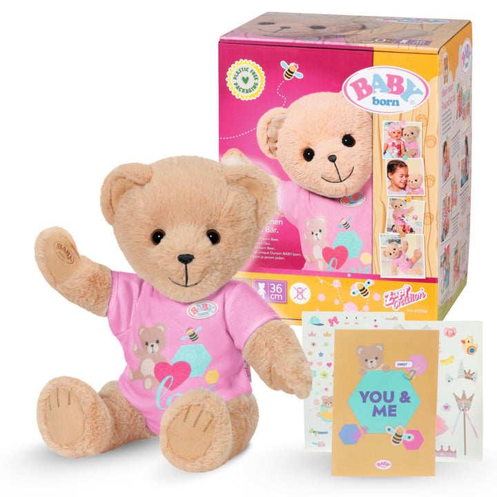 BABY born Bär, Teddy Kuscheltier mit pinkem Strampler und beweglichen Armen und Beinen, 835586 Zapf