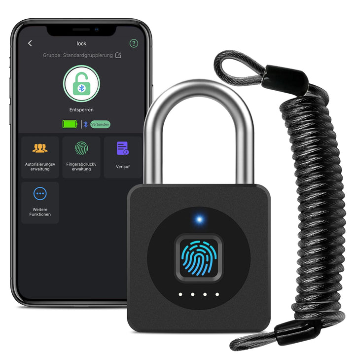 Eseesmart Smart Lock - Schloss mit Fingerabdruck Bluetooth APP iWatch Öffnen, Vorhängeschloss Finger