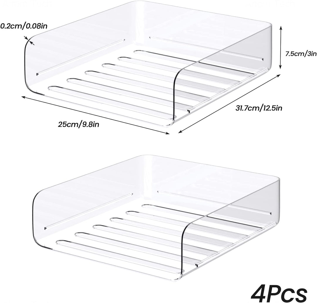 Tomorotec Schreibtisch-Briefablage-Set, 4er-Pack, Frontlader, A4-Grösse, transparent, PET, stapelbar