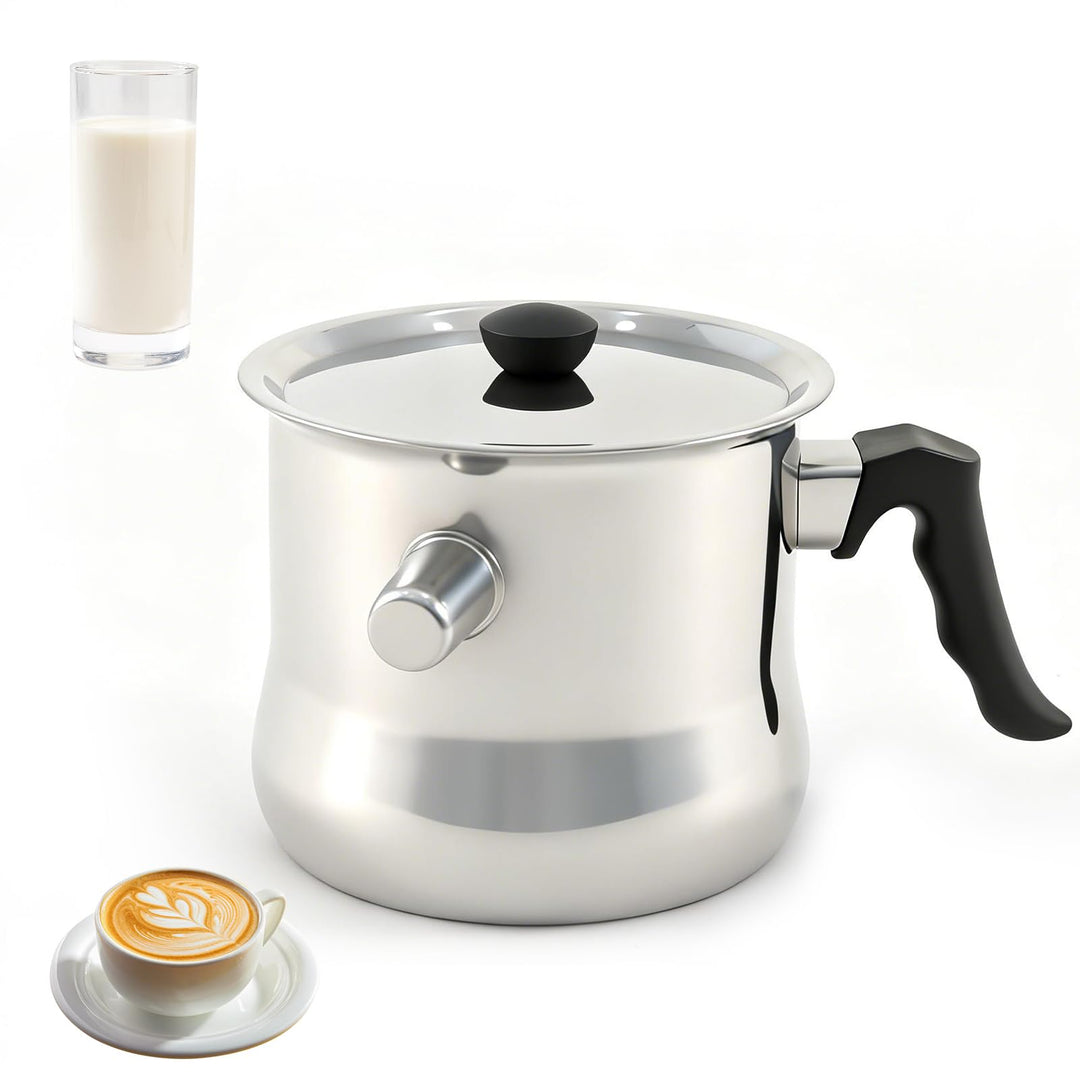 Milchtopf Induktion mit Deckel, 1.5L Milchtopf Doppelwandig, Simmertopf aus Edelstahl, Geeignet für