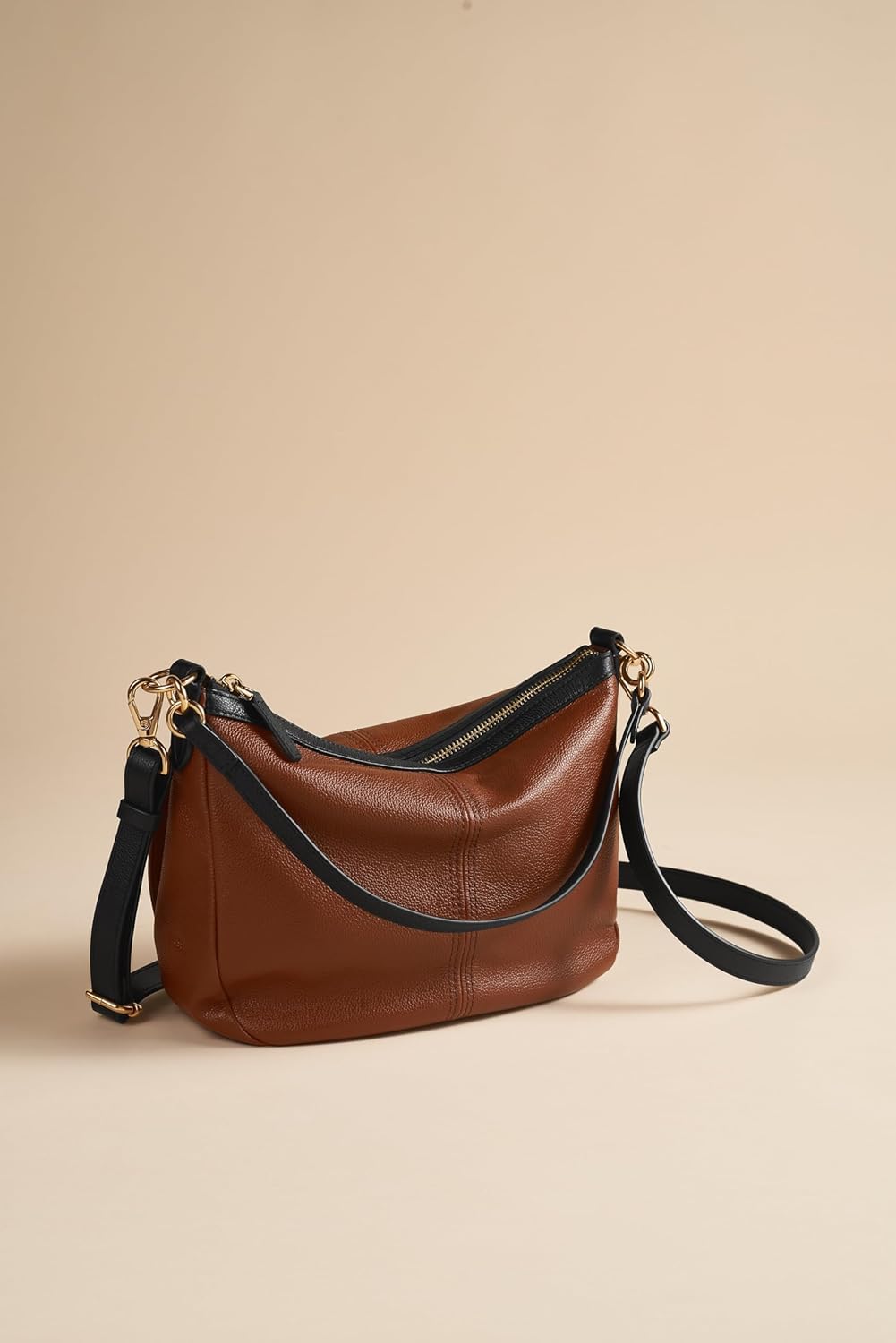 Fossil Damen Jolie Leder Crossbody Geldbörse Handtasche Braun/Schwarzer Rand, Braun/Schwarzer Rand
