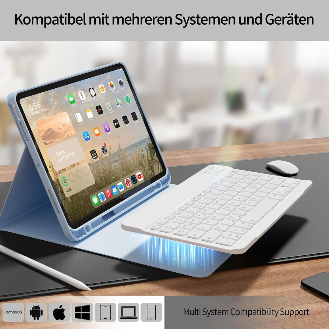 Hülle mit Tastatur für iPad Air 11 Zoll M4/M3/M2 (2026/2025/2024), iPad Air 5 4 2022/2020 10,9 Zoll,
