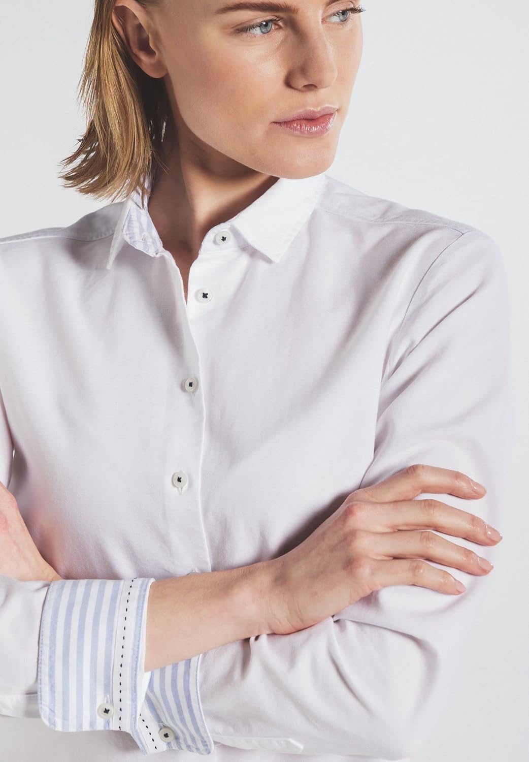 eterna Modern Fit Langarm Bluse Hemdkragen Patch weiss 34 Weiss, 34 Weiss