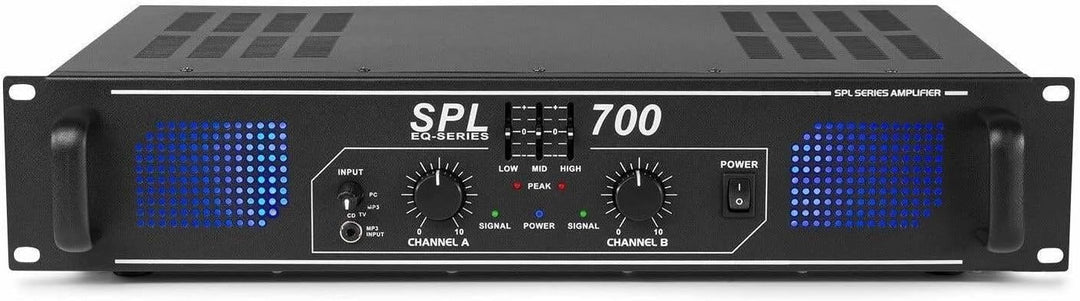 Skytec SPL 700 - Audioverstärker (2.0 Kanäle, 0,5%, 95 dB, 82 dB, 775 mV, 10000 Ohm)