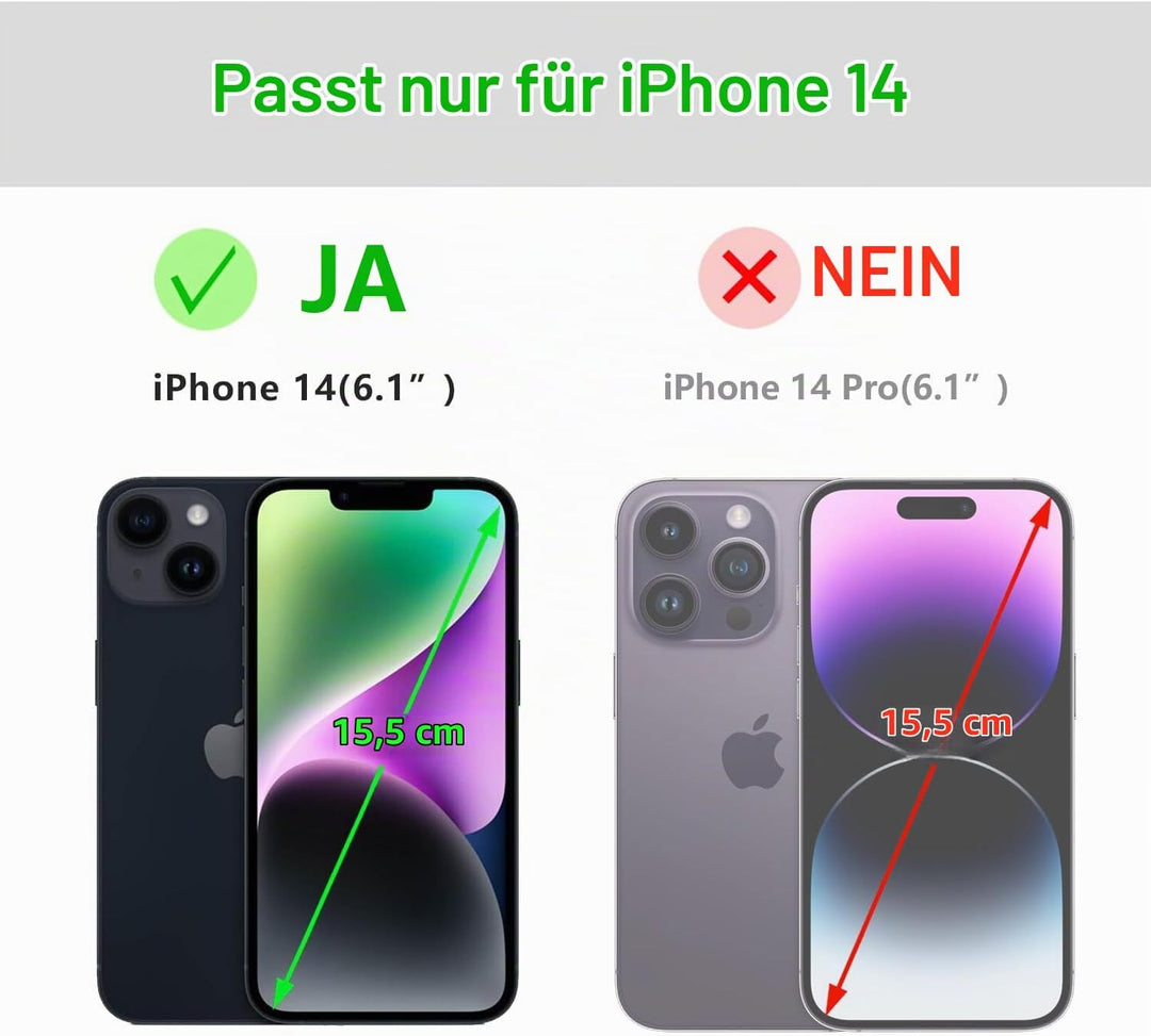 LENSUN Echtleder Hülle für iPhone 14, Handyhülle [Echtes Leder][Magnetverschluss][RFID Schutz] Handy