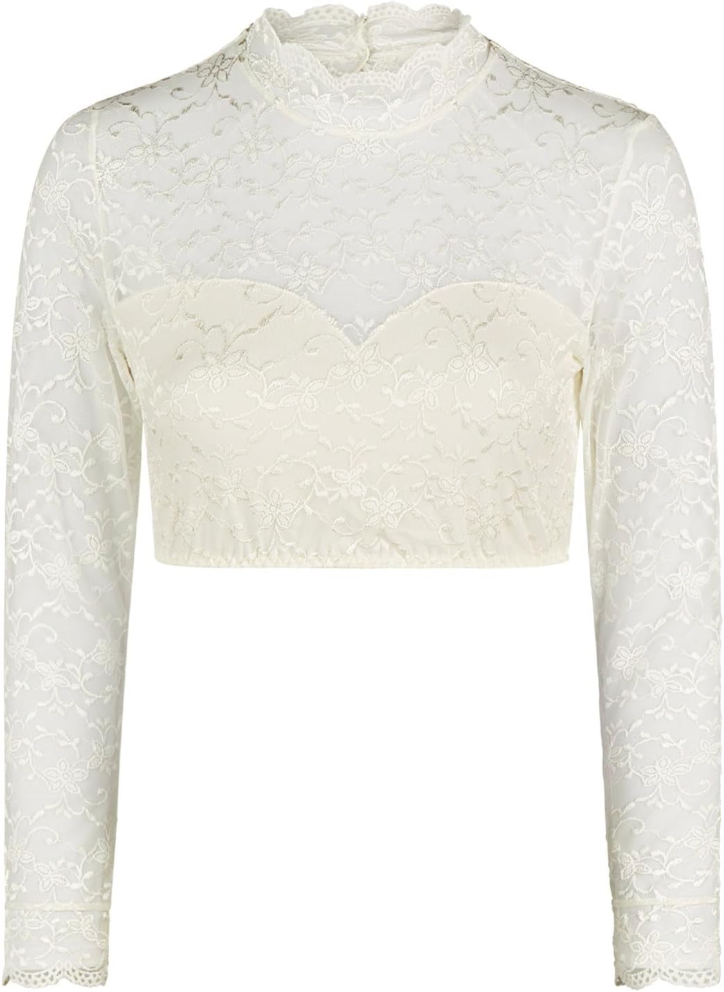 Nina von C. Damen Spitzen Dirndlbluse Jenna Langarm 48470971 - Champagner, 32