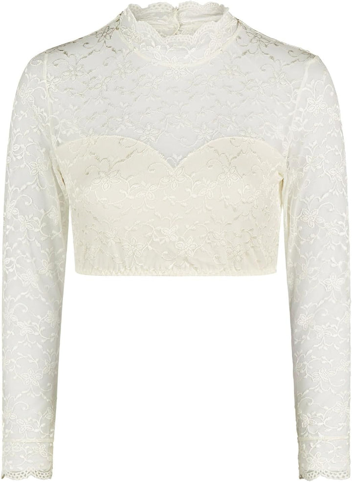 Nina von C Dirndlbluse 48470971 Champagner Spitze Langarm Grösse 42