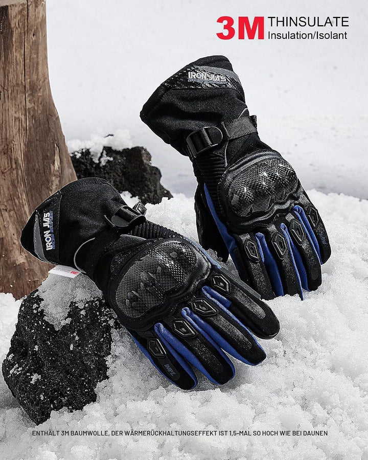 BORLENI Winter Motorradhandschuhe Herren, Motorrad Handschuhe Herr Warm Winterhandschuhe Wasserdicht