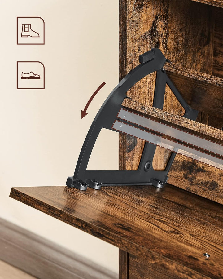 VASAGLE Schuhschrank mit 3 Klappen, Schuhregal mit 3 Ebenen, Aufbewahrungsschrank, perfekt für schma