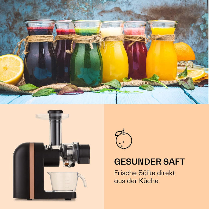 Klarstein Bella Elegance Saftpresse 200 W, Entsafter mit 400 ml, BPA-frei, rutschfester Standfuss, m