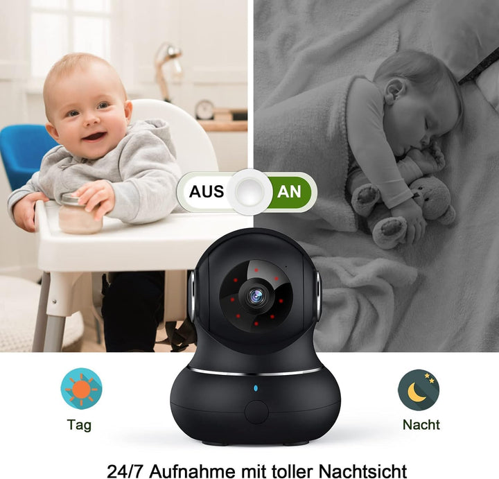 Little elf Überwachungskamera 2 Stück, Babyphone mit Kamera mit Bewegungserkennung, Nachtsicht, Zwei
