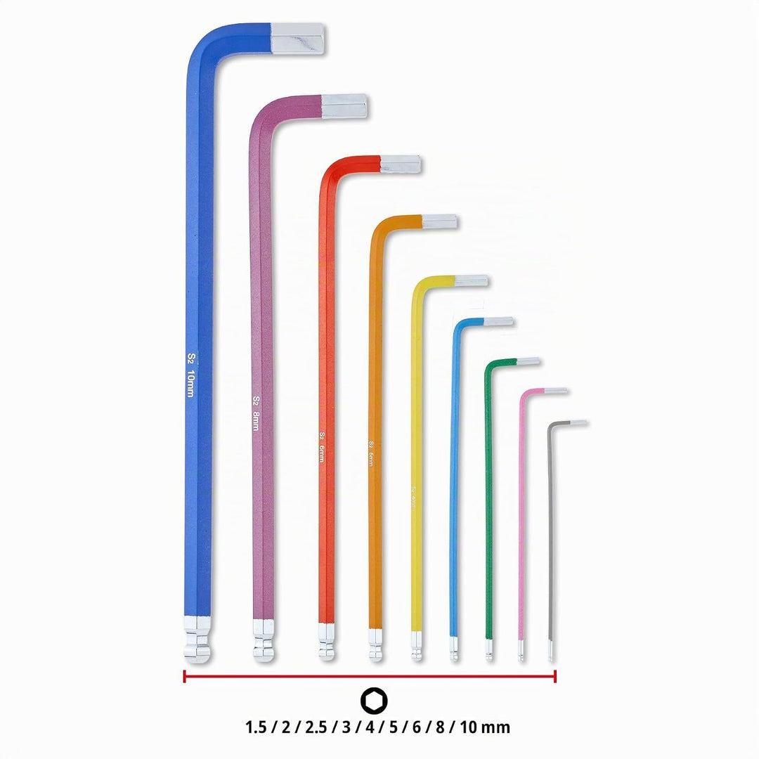 Original Einhell Innensechskantschlüssel-Set 9-tlg. (S2-Stahl, Kugelkopf, doppelte Kopfform, Schlüss
