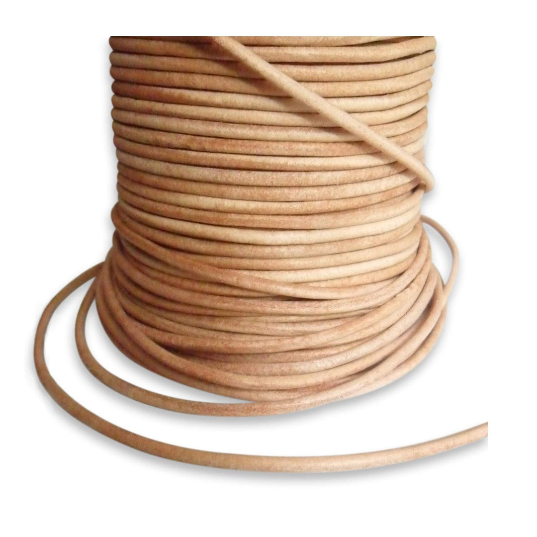 Auroris - 100m Rolle Lederband rund - Ø 3mm - Natur (ungefärbt) 100m Natur (Ungefärbt), 100m Natur (