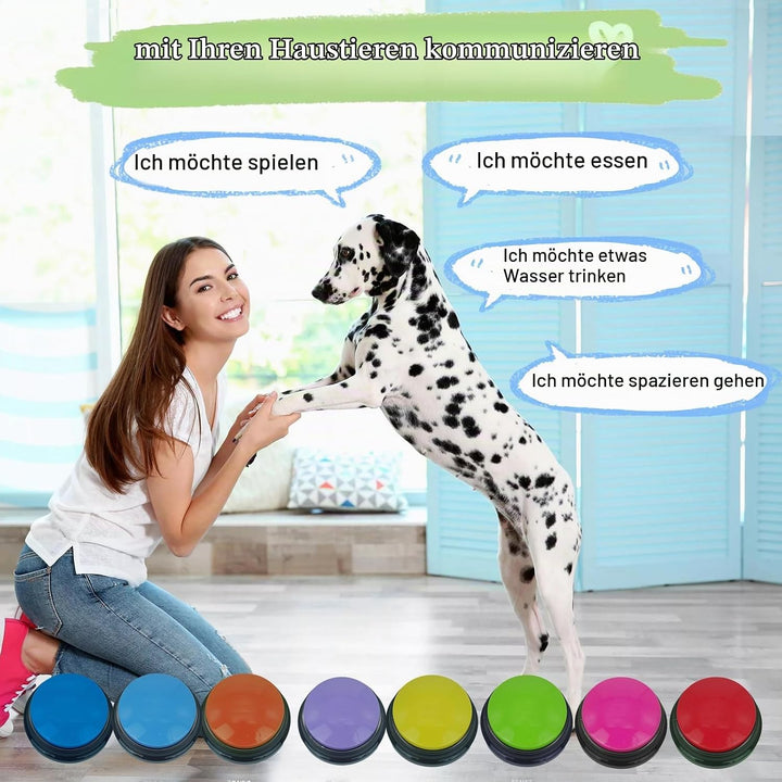 Set von 8 Hunde-Tasten für die Kommunikation, Sprachaufzeichnbare Tasten für den Klassenzimmer, Hund