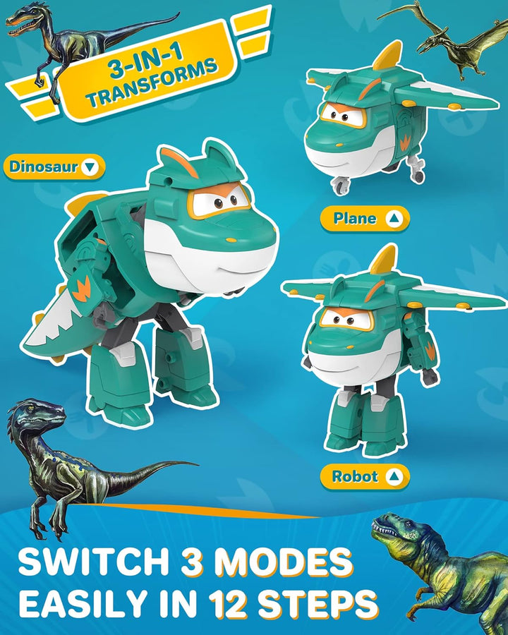Super Wings Tino Dinosaur 5“ Verwandlung Charakter – Einfache Verwandlung – Geschenkspielzeug für Vo