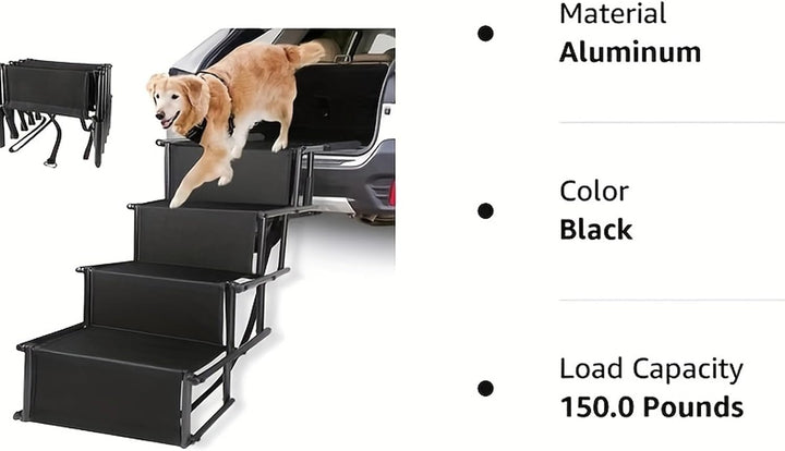 Hundetreppe Auto, Hunderampe Auto klappbar 4 Stufen, Faltbare Hunderampe Auto, für SUV-LKW-Hochbette