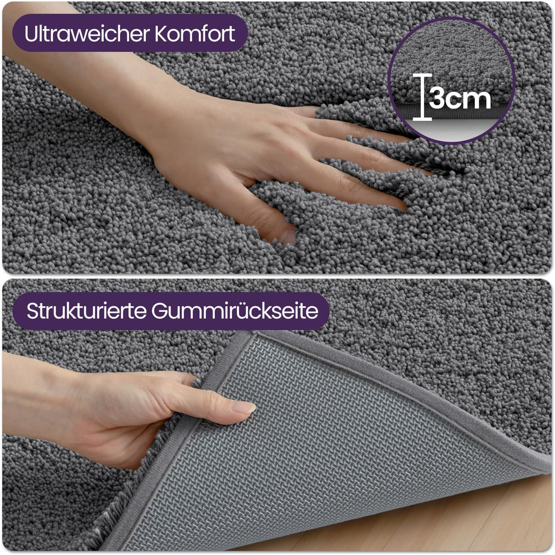 DEXI Badezimmerteppich 50 x 80 cm, Badematte rutschfest Saugfähig, Flauschig und Extra Dick, Badvorl