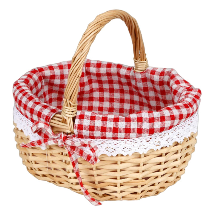 Weiden-Picknickkorb, Weidenkorb mit Griff, 10 x 8 x 5 handgefertigte gewebte Picknickkörbe, Starke B