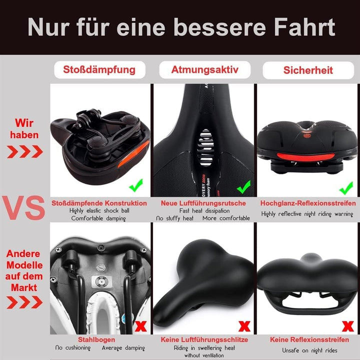 Melko Fahrradsattel Gel Fahrradsitz Fahrrad Sattel mit Regenschutzhülle und Nachtreflexstreifen - ko