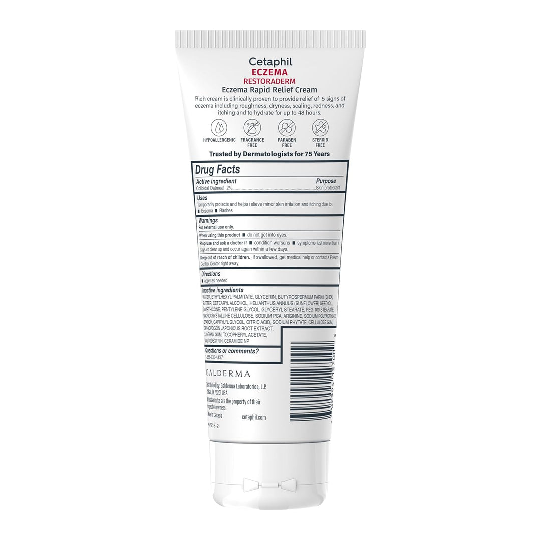 CETAPHIL ECZEMA RESTORADERM FLARE-UP RELIEF CREAM, For Eczema Prone Skin, 8 oz, Barrier Repair, 48 H