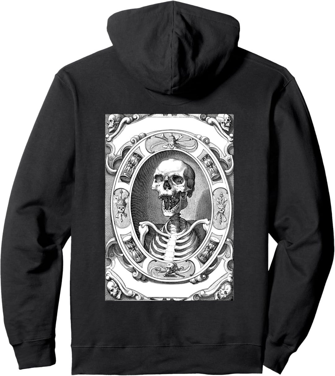 Lachende Skelettschädel-Strichzeichnung Illustration Pullover Hoodie