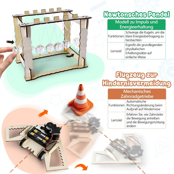UNGLINGA STEM Spielzeug Experimente für Kinder ab 8+, Baukasten Geschenk | 6 Stück, Physik Experimen