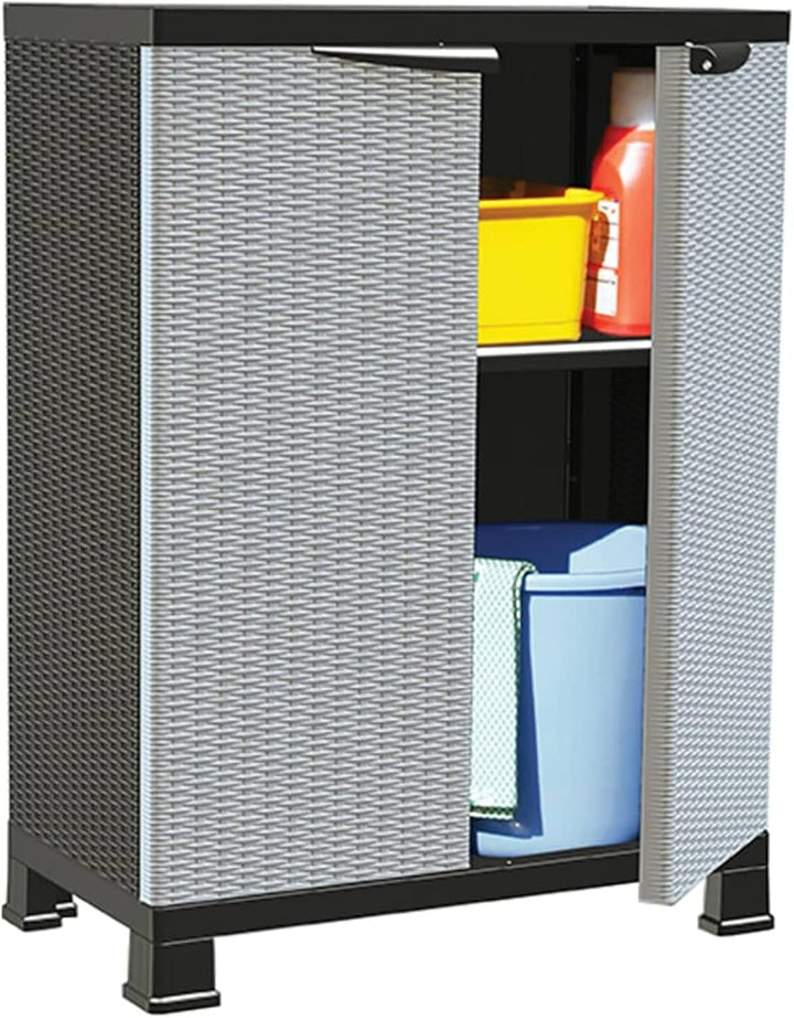 Tidyard Gartenschrank mit 2 Türen und 2 Fachböden Geräteschuppen Kunststoffschrank Spindschrank Schr