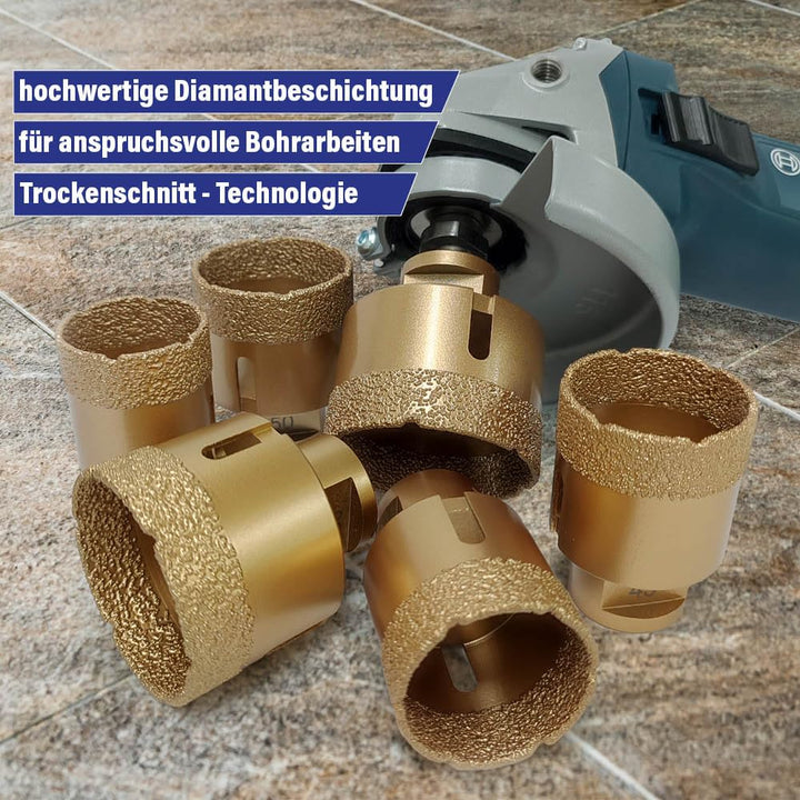 Karl Dahm® Diamant-Trockenbohrkrone Ø 6–120 mm – Präzisionsbohrkrone für Trockenbohren in Fliesen, N