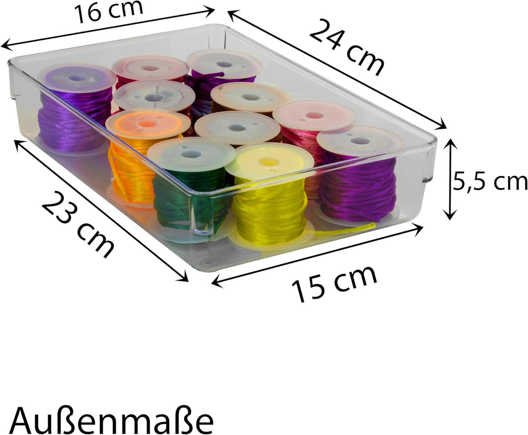 6x Schubladen Ordnungssystem 24x16cm klar transparent 5,5cm Bad Büro Box 6 24x16 cm, 6 24x16 cm