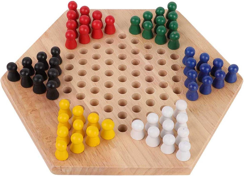 Drfeify Mini Chinese Checkers Brettspiel Kids Classic Halma Colourful Wooden Educaional Brettspiel I