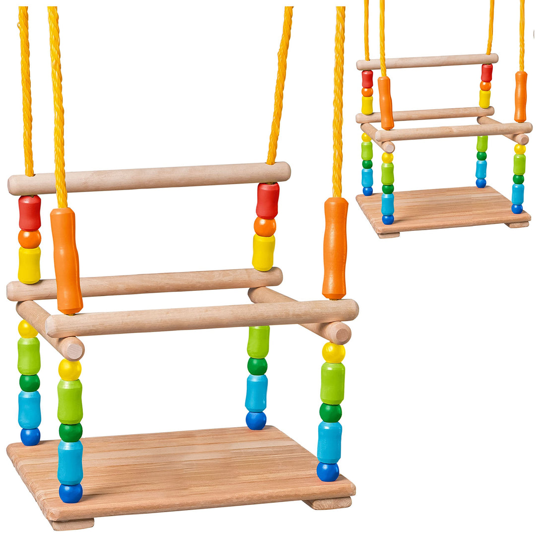 alles-meine.de GmbH 1 Stück Kinderschaukel/Schaukel aus Holz + Türreck - Gitterschaukel - mitwachsen
