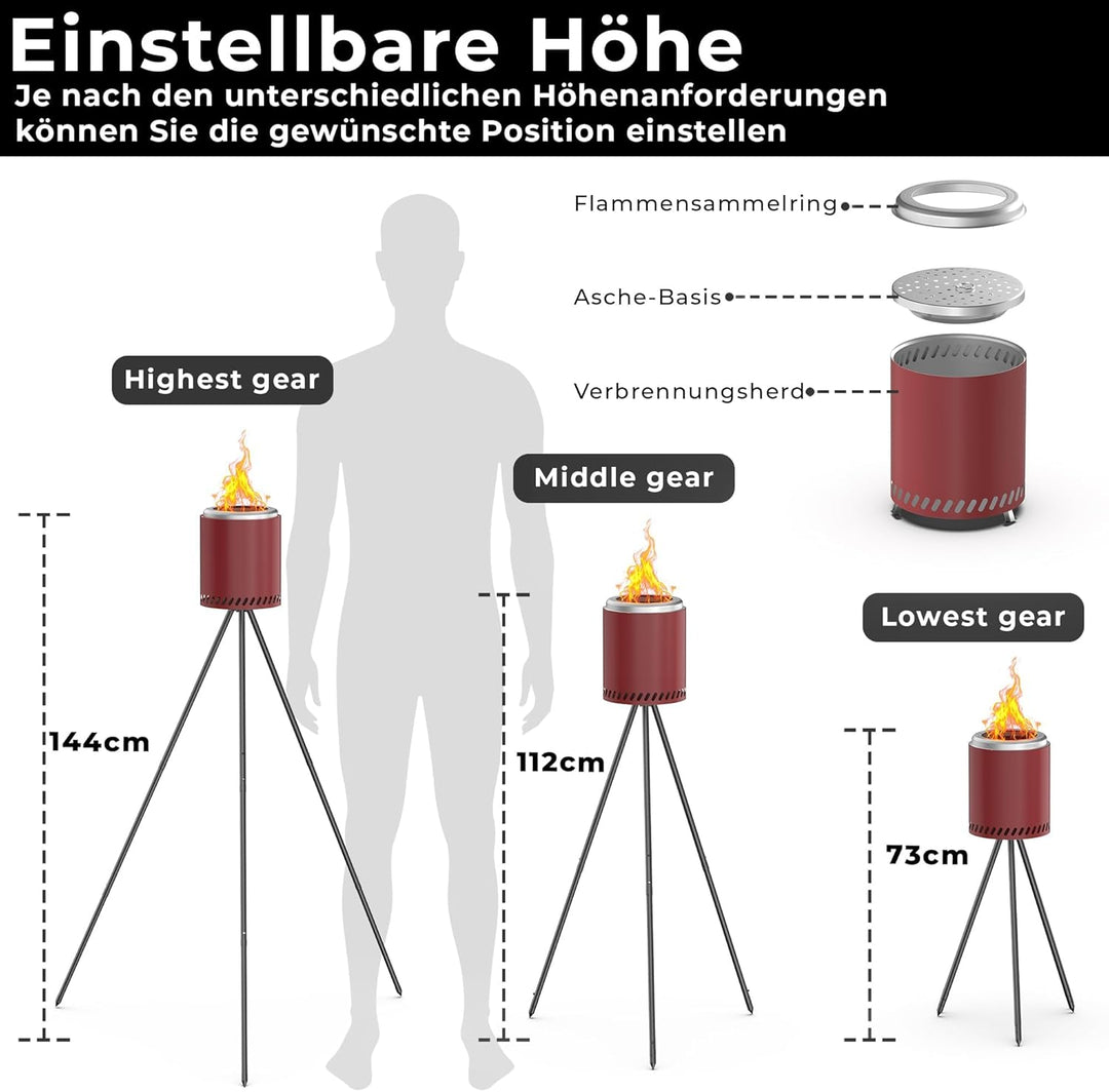 Rauchfreie Feuerschale Outdoor Tragbarer Tisch-Feuerkorb 304 Edelstahl für Pellets/Holz Feuerschalen