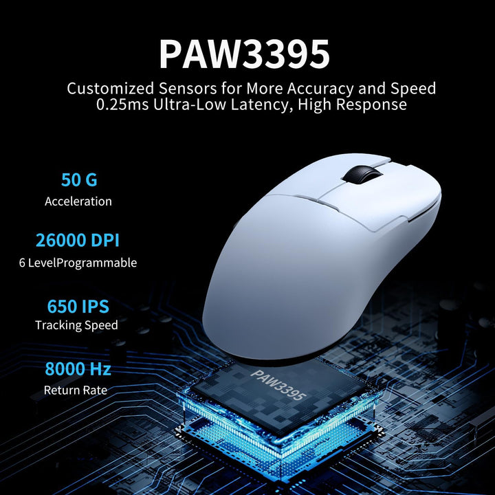 AJAZZ AJ159 PRO Wireless Gaming Mouse, Equipped with PAW3395 Sensor and Magnetic Base, 26K DPI, 2.4G