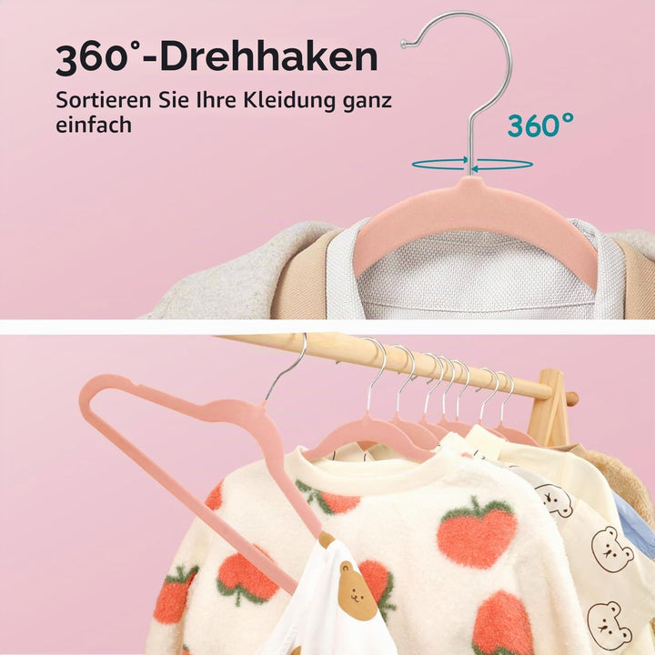 Stormix Kinder Kleiderbügel 32er-Pack, 35cm rutschfeste Kleiderbügel für Kinder, Samt-Kleiderbügel m