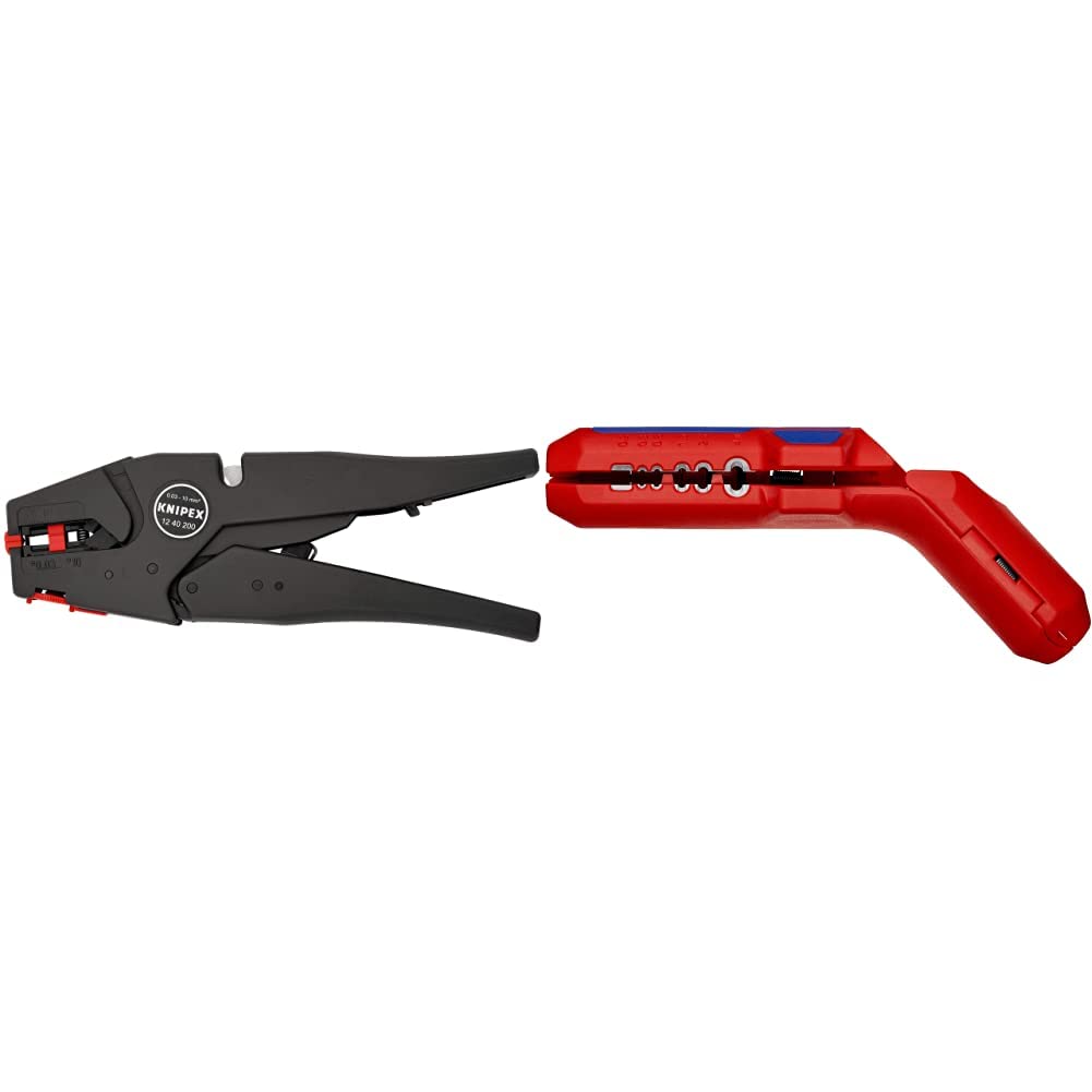 KNIPEX Selbsteinstellende Abisolierzange (200 mm) 12 40 200, Schwarz &amp; ErgoStrip Universal-Abmantelu