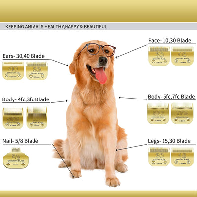 BESTBOMG 7FC+5FC+4FC Ersatzmesser für Hundepflege, kompatibel mit Heiniger/Moser Max45/Andis/Oster A