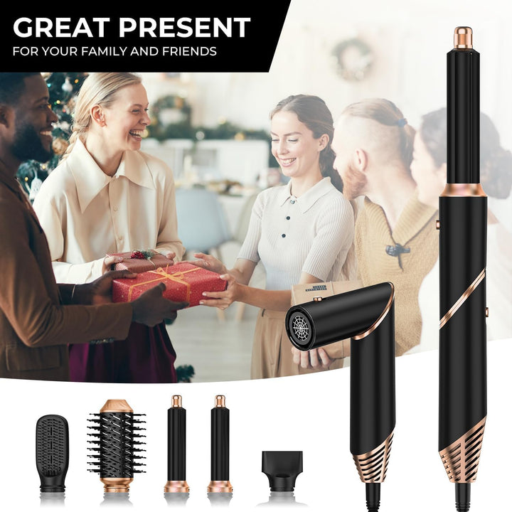 Hairstyler 5 in 1, UKLISS Föhn & Haarstyler Set mit Föhnbürste, Warmluft Lockenstab Automatisch, Haa