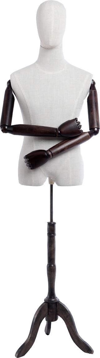Eurotondisplay Schneiderpuppe, Leinenbezug stoffbezogenen Oberkörper und Kopf ,Arme und Finger aus H