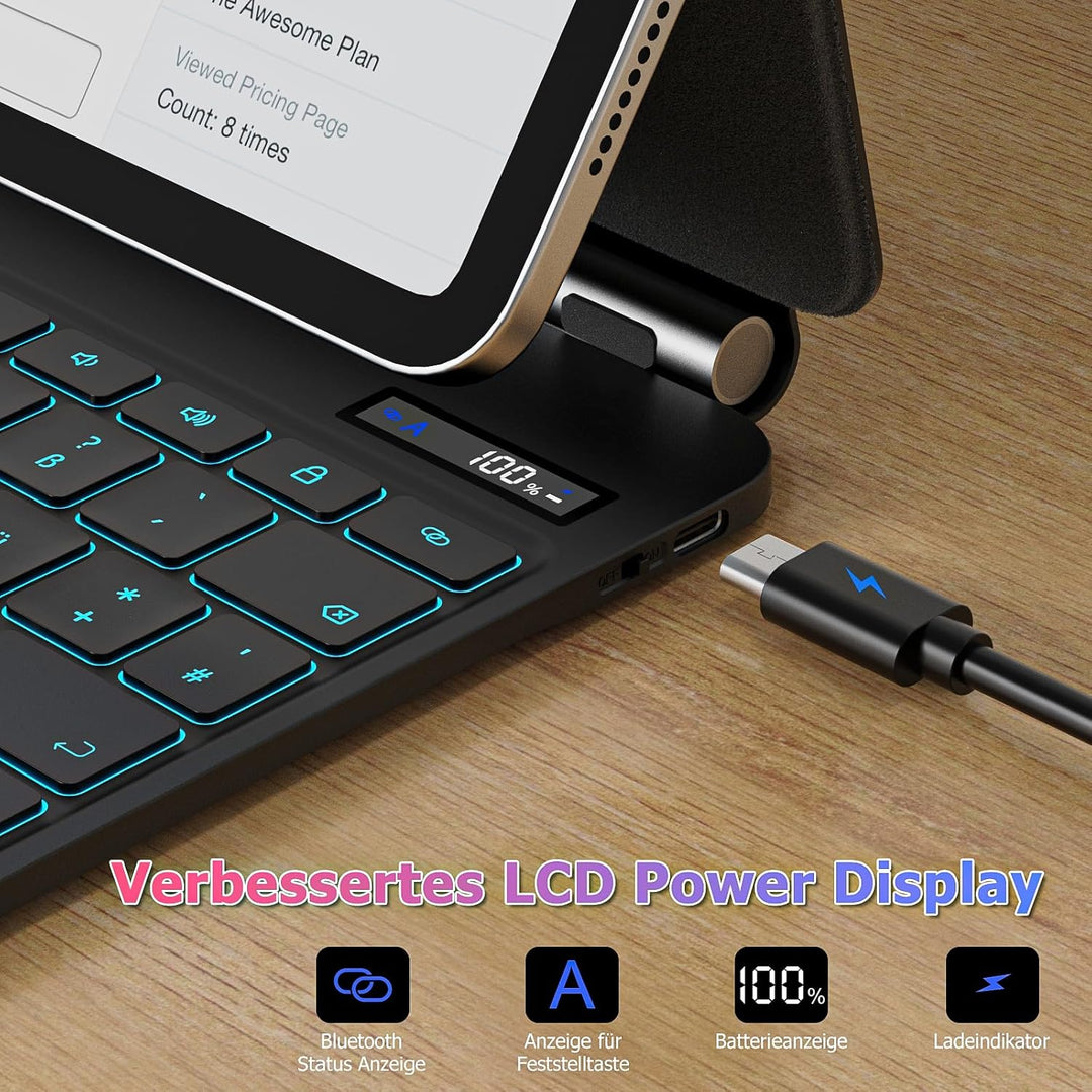 Bettdow für iPad Air 13 Zoll M3 2025/M2 2024/iPad Pro 12.9" Tastatur Hülle, Schwebendes Magnetisches
