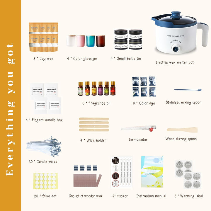 LINGQIAN Kerzenherstellung Kit für Erwachsene, Soja-Wachs für Kerze machen, DIY Kerzen Selber Machen
